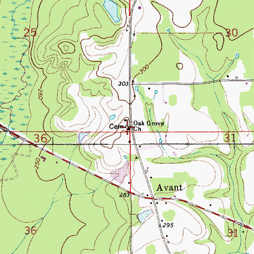 Topographic Map of Oak Grove Church, AL