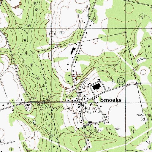 Topographic Map of Trinity Methodist Church, SC