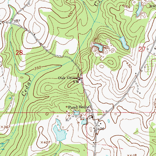 Topographic Map of Oak Grove Church, AL