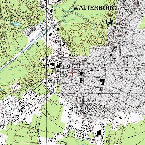 Topographic Map of Walterboro Historic District, SC