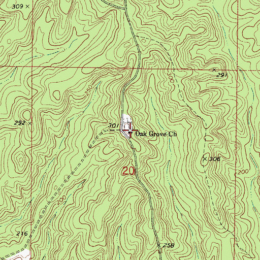 Topographic Map of Oak Grove Church, AL