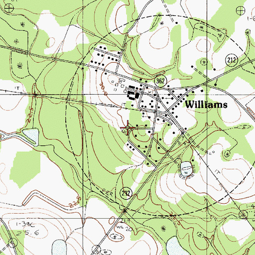 Topographic Map of Williams Cemetery, SC