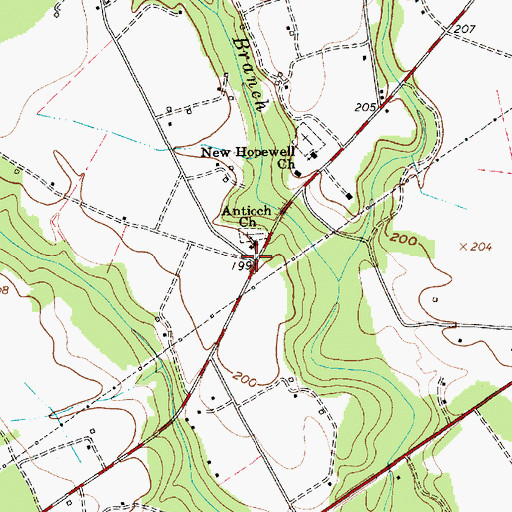 Topographic Map of Antioch, SC