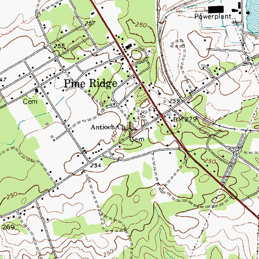 Topographic Map of Antioch Cemetery, SC