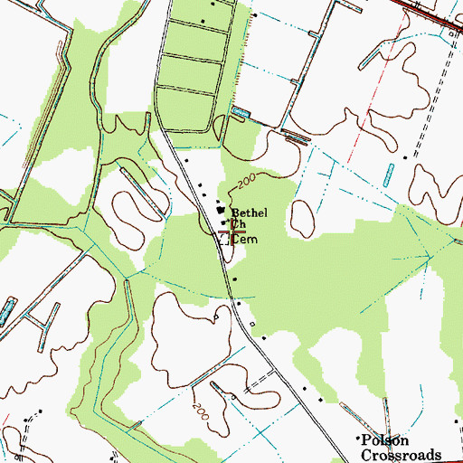 Topographic Map of Bethel Cemetery, SC