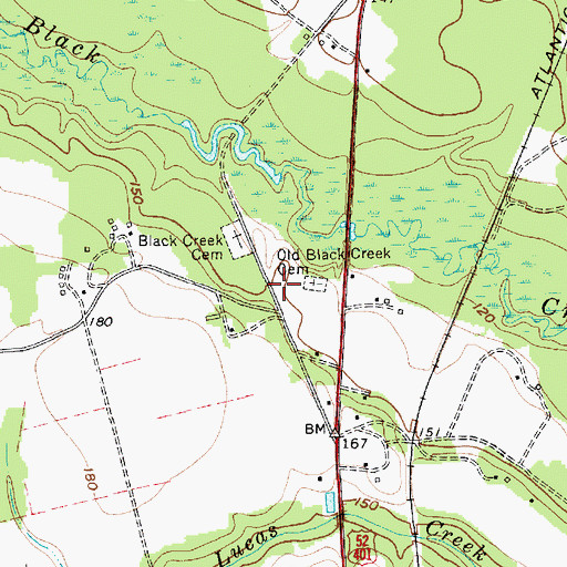Topographic Map of Black Creek Baptist Church (historical), SC
