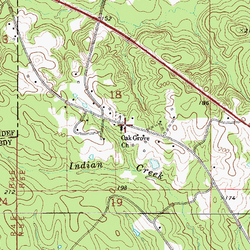 Topographic Map of Oak Grove Church, AL