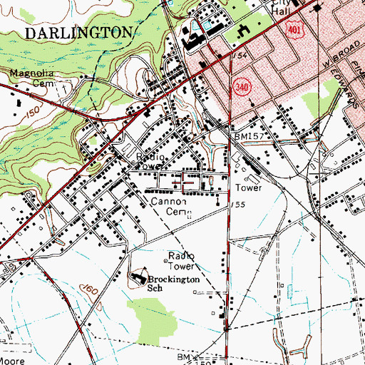 Topographic Map of Brockington Heights, SC