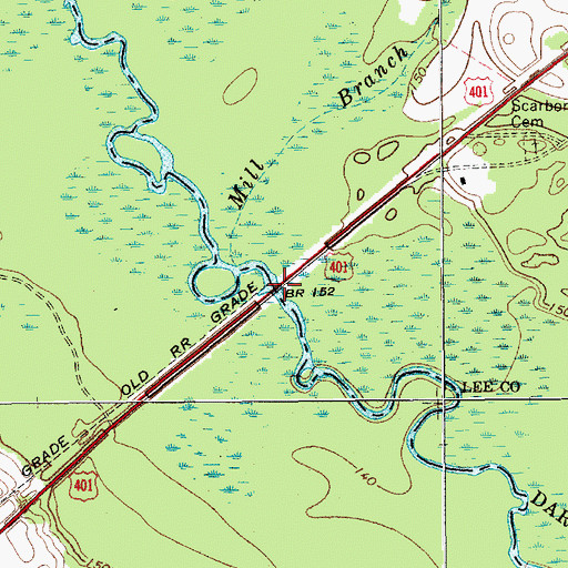 Topographic Map of Carters Bridge, SC