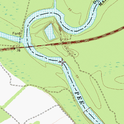 Topographic Map of Cashua Ferry (historical), SC