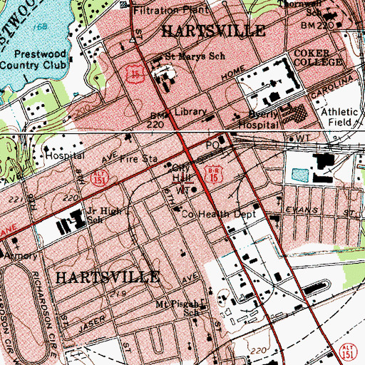 Topographic Map of Centenary United Methodist Church, SC