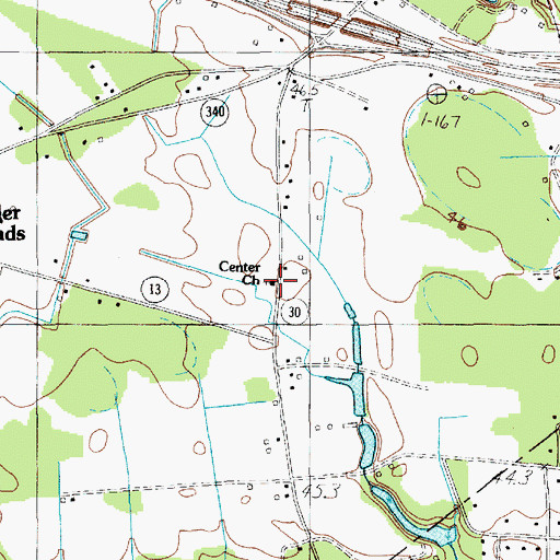 Topographic Map of Center Church, SC