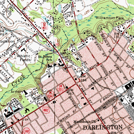 Topographic Map of Central Baptist Church, SC