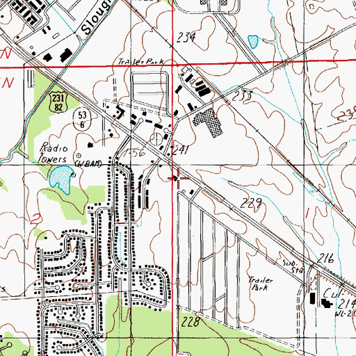 Topographic Map of Oak Grove Church, AL