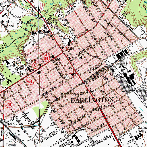 Topographic Map of First Baptist Church, SC