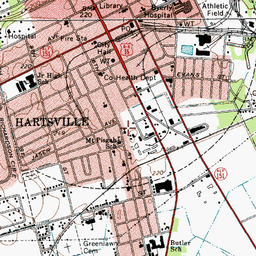 Topographic Map of First Presbyterian Church, SC