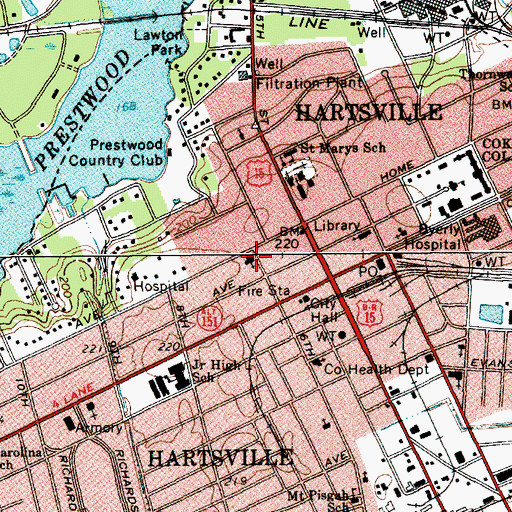 Topographic Map of First Presbyterian Church, SC