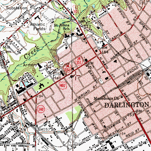 Topographic Map of First Presbyterian Church of Darlington, SC
