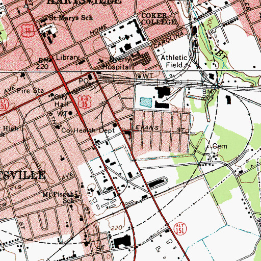 Topographic Map of Fourth Street Baptist Church, SC