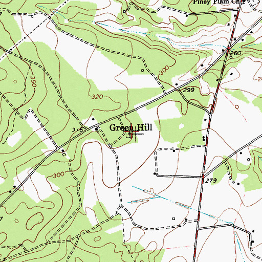 Topographic Map of Green Hill Cemetery, SC