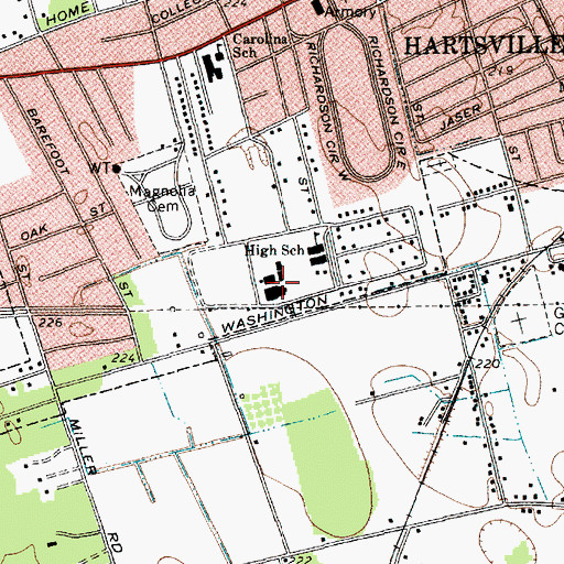 Topographic Map of Hartsville Career Center, SC