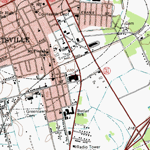 Topographic Map of Hartsville Mall Shopping Center, SC