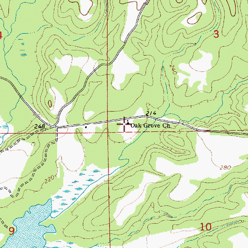 Topographic Map of Oak Grove Church, AL