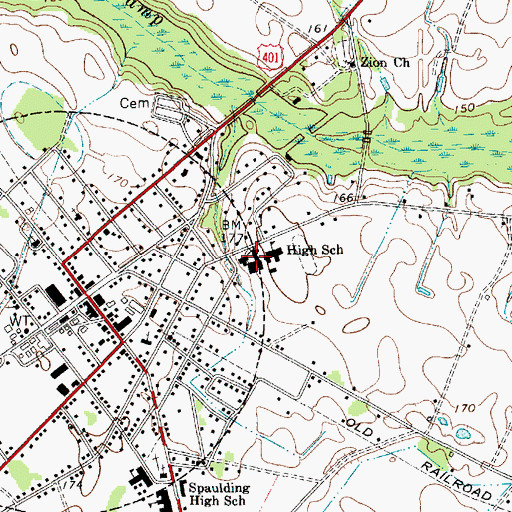 Topographic Map of Lamar Elementary School, SC