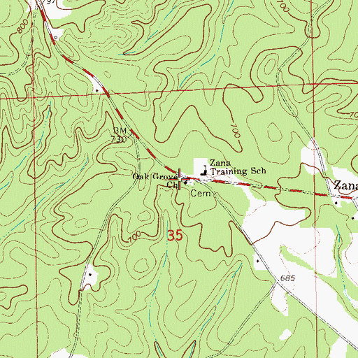 Topographic Map of Oak Grove Church, AL