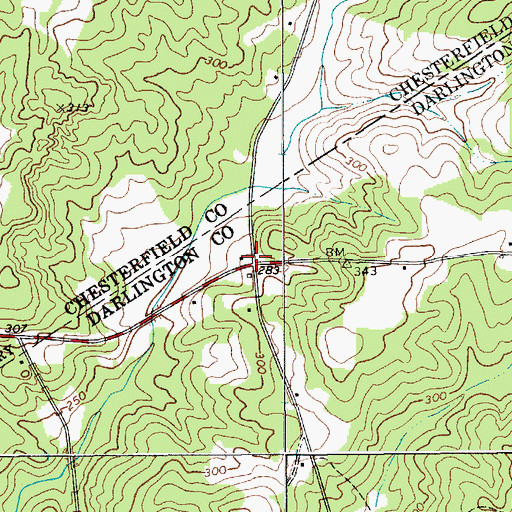 Topographic Map of McCoys Crossroads, SC