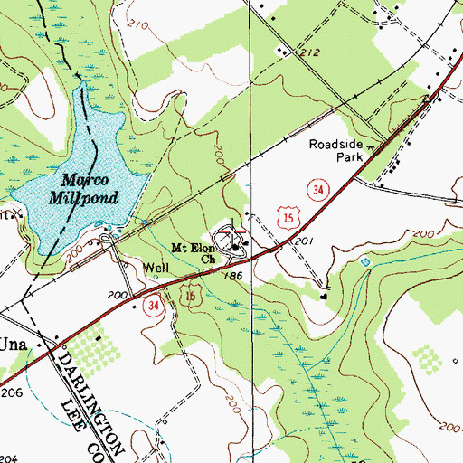 Topographic Map of Mount Elon Cemetery, SC