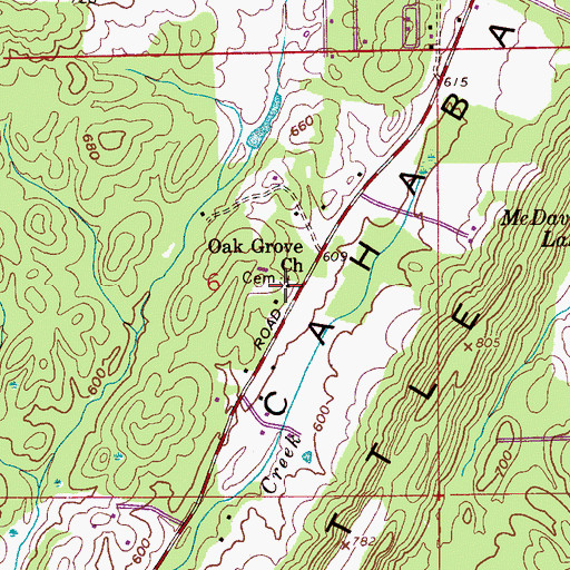 Topographic Map of Oak Grove Church, AL
