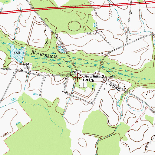 Topographic Map of Newman Swamp Southern Methodist Church, SC