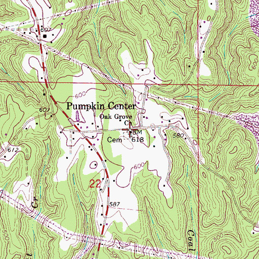 Topographic Map of Oak Grove Church, AL