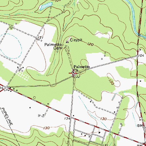 Topographic Map of Palmetto School (historical), SC