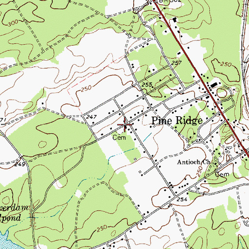 Topographic Map of Pine Ridge Church of God, SC