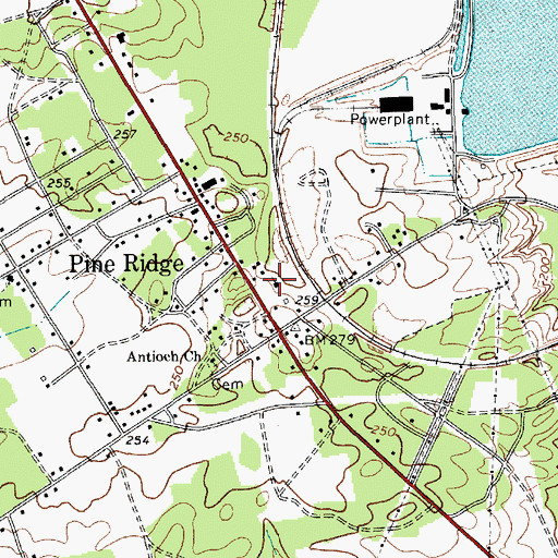 Topographic Map of Pine Ridge Congregational Holiness Church, SC