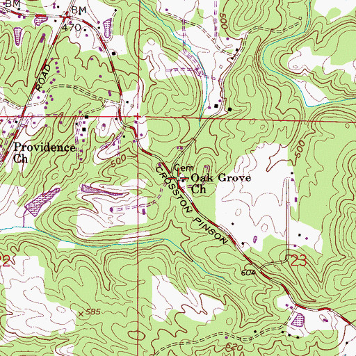 Topographic Map of Oak Grove Church, AL