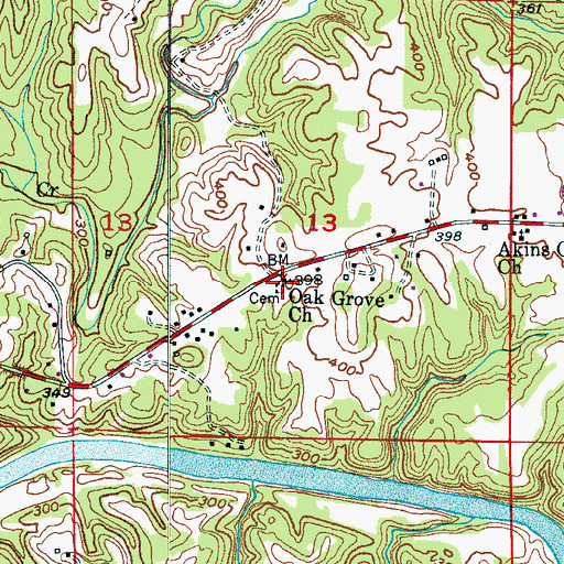 Topographic Map of Oak Grove Church, AL