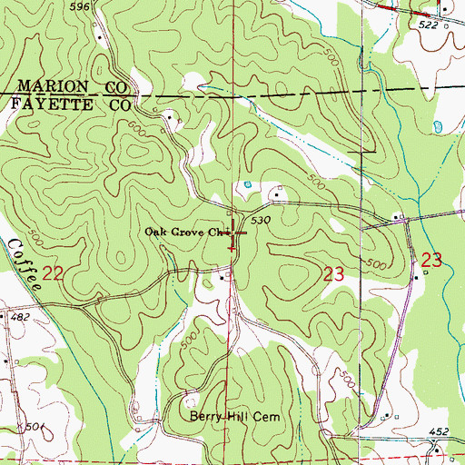 Topographic Map of Oak Grove Church, AL