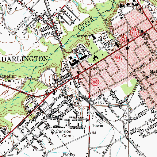 Topographic Map of Second Baptist Church, SC