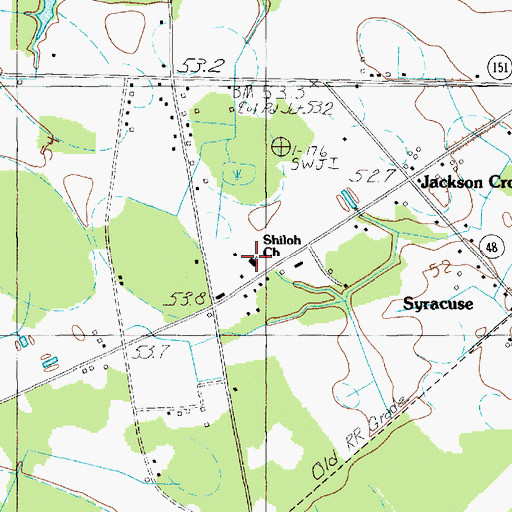 Topographic Map of Shiloh Church, SC