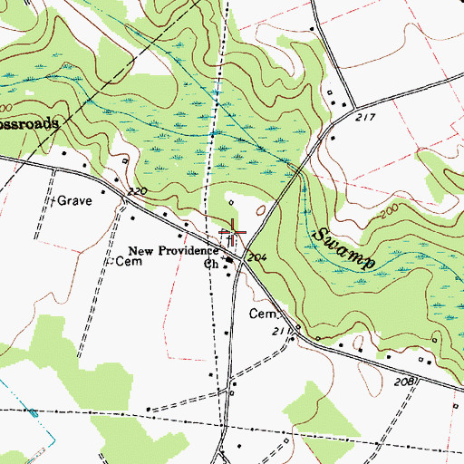 Topographic Map of New Providence Cemetery, SC