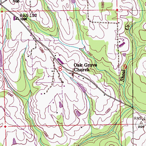 Topographic Map of Oak Grove Church, AL