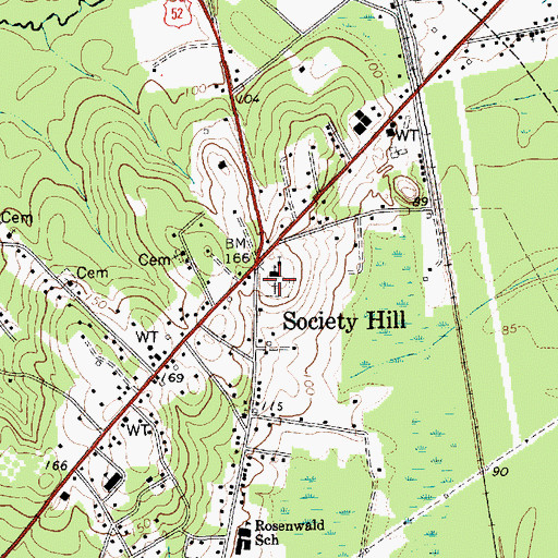 Topographic Map of Welsh Neck Cemetery, SC