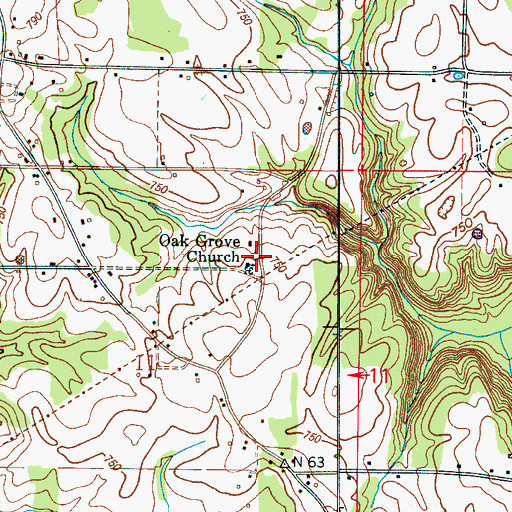 Topographic Map of Oak Grove Church, AL