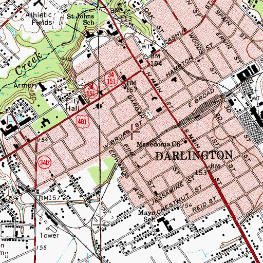 Topographic Map of West Broad Street Historic District, SC