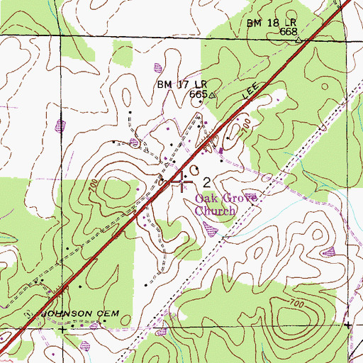 Topographic Map of Oak Grove Church, AL