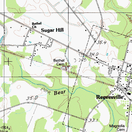 Topographic Map of Bethel Cemetery, SC