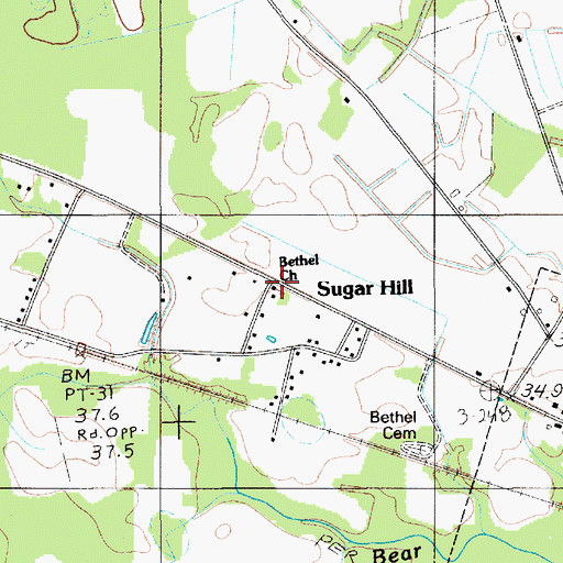 Topographic Map of Bethel Church, SC